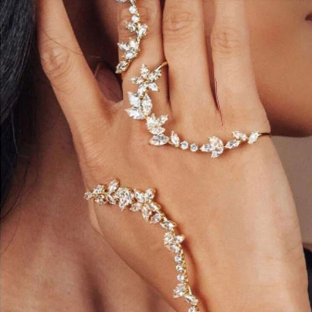 Dazzling Gold and Silver Crystal Wrap Bracelet/Ring